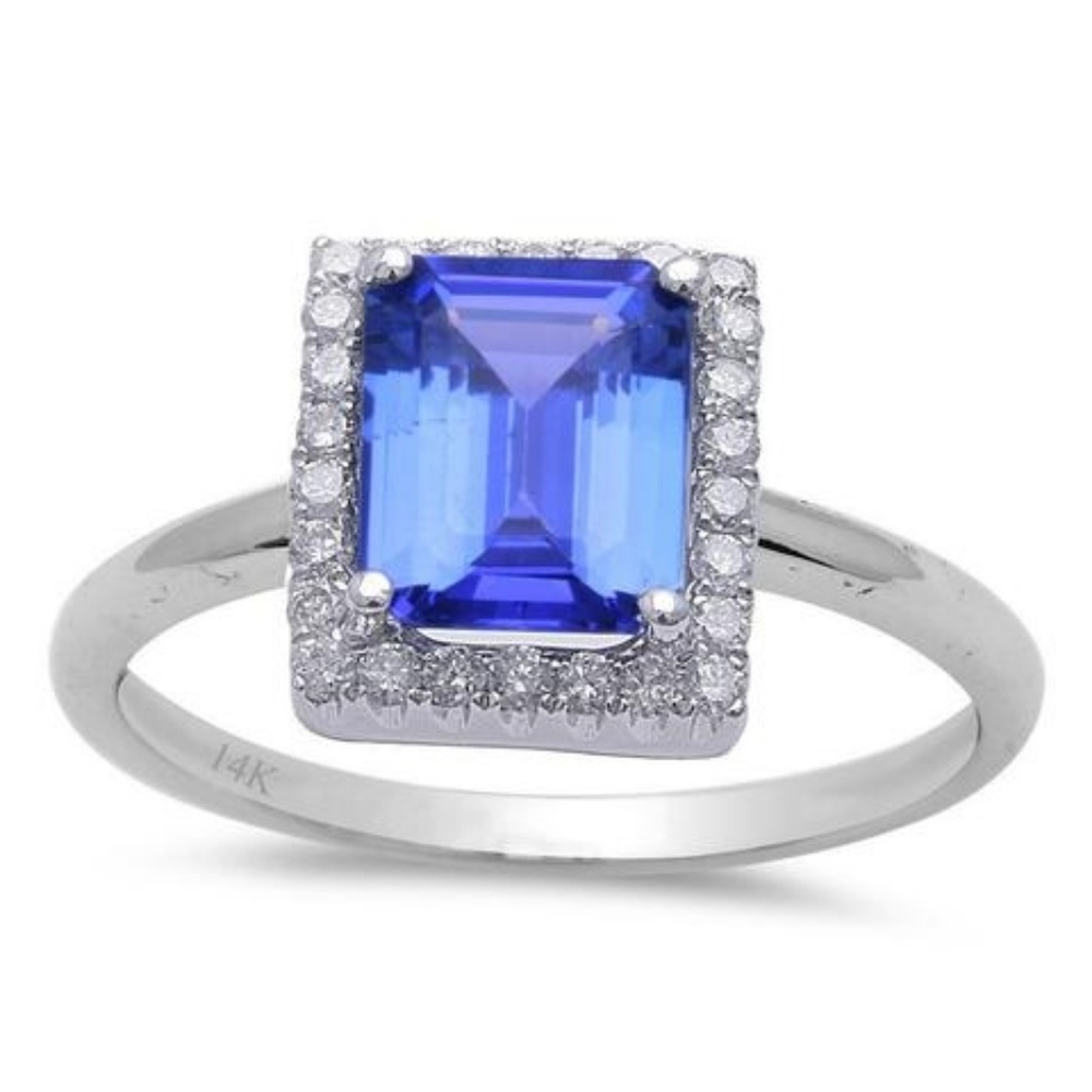 white gold and diamond tanzanite engagement ring